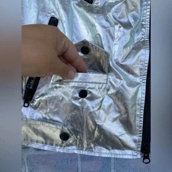 Rebecca Minkoff moto jacket with a striking foil finish small - Picture 5 of 16